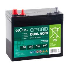 Global 12V OFFGRID DUAL AGM 24M Batteri 80Ah 260 x 168 x 233 mm