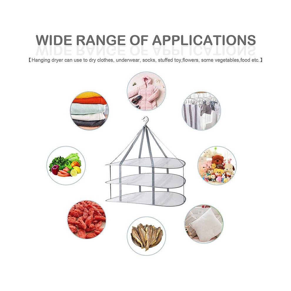 2X 3-Tier Sweater Drying Rack Hanging Clothes Hanging Dryer Laundry Mesh Drying Rack, Foldable Clothing Dryer Racks
