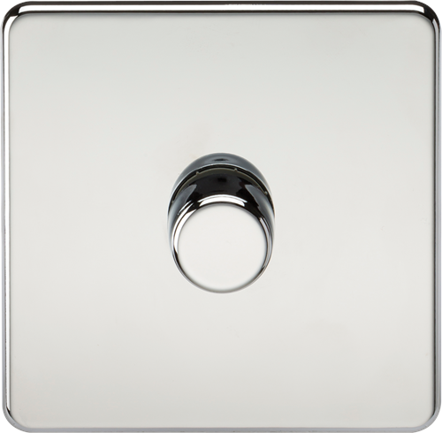 KnightsBridge 1G 2-way 10-200W (5-150W LED) Intelligent Screwless Dimmer - Polished Chrome