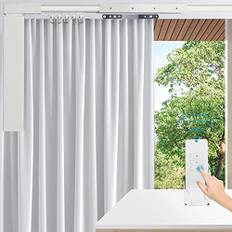 Elektrisk gardinspår motoriserad öppningsstång med fjärrkontroll supertyst motor smarta gardiner för hem (227 cm 240 cm)