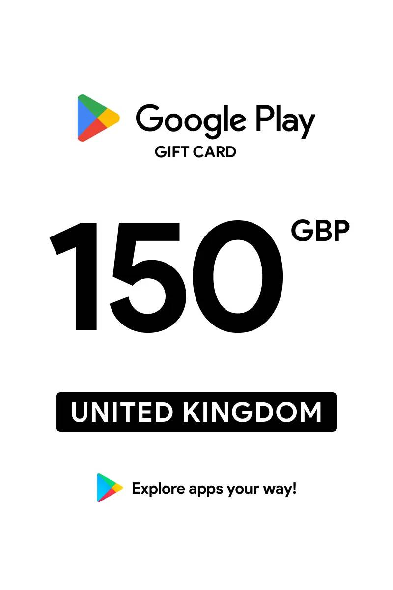 Google Play £150 GBP Gift Card (UK) - Digital Code.