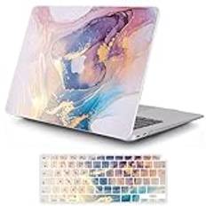 MOKASE Kompatibel med MacBook Air 13-tums fodral 2021 2020 M1 A2337 A2179 A1932 med Touch ID, slimmat fodral i hårdplast och tangentbordsskydd för ny Air 13 tum med Touch ID 2018-2021, White Gold