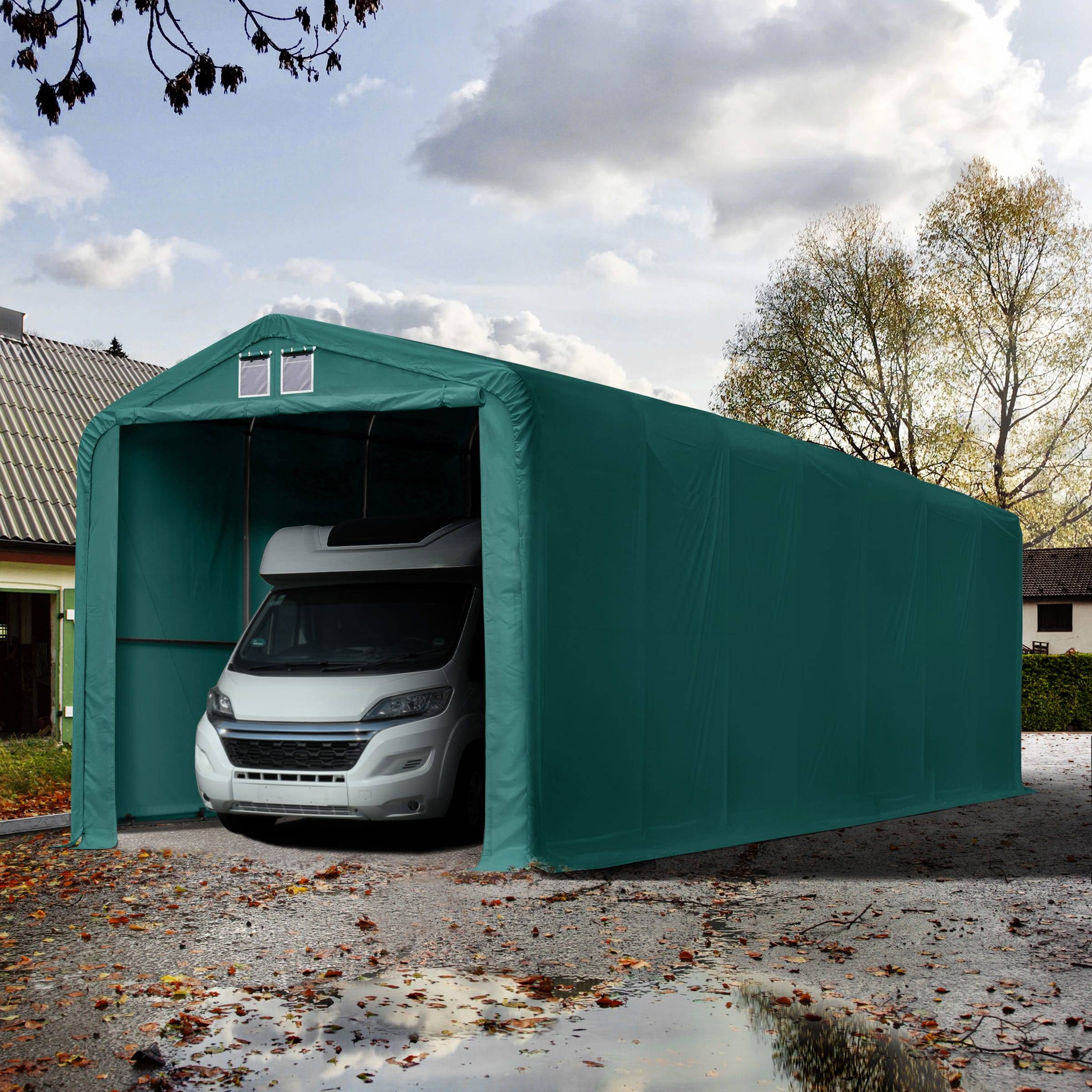 4x16m, Garagetelt, PRIMEtex-PVC-teltdug, mørkegrøn, uden statikpakke - (99479)