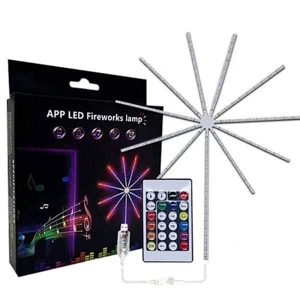 Bluetooth Fyrverkeri LED Strip Lights, Musik Ljudkontroll, RGB Färgskiftande, Perfekt för Högtidsdekoration