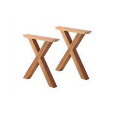 Bordben i Teak - Kryds - 2 stk.