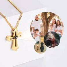 Titanium Steel 100 Languages I Love You Projection Cross Pendant Necklaces Valentine Jewelry Photo Custom Projection Necklace