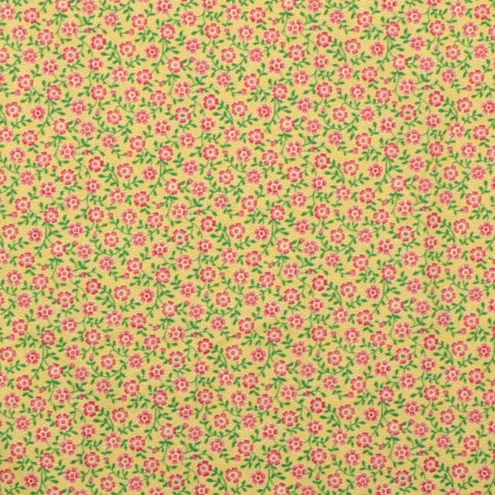 Små blomster på gul - Patchwork - 100% Bomuld