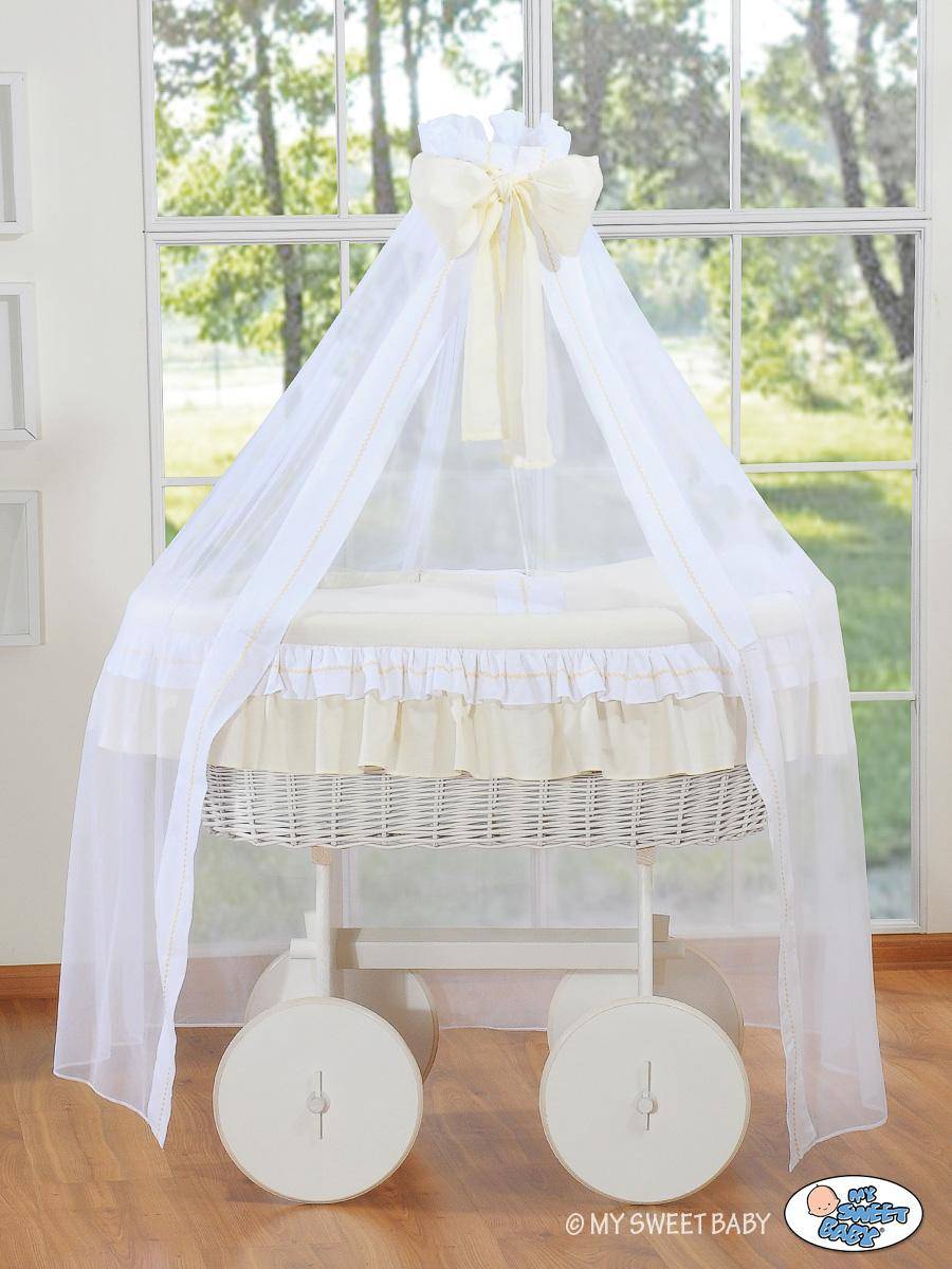 Moses Basket with Canopy Deluxe - Bellamy Cream