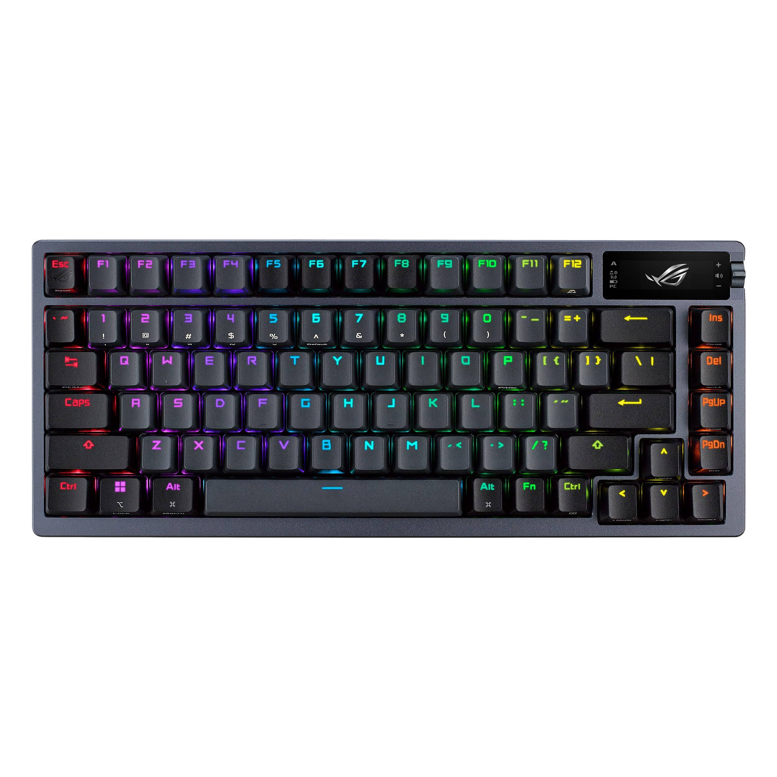 ASUS Gaming Tangentbord Anpassat Tangentbord ROG Azoth Packningsmontering Tyst Dämpare ROG NX Mekanisk Switch ROG Tangentbord Stabilisator PBT Double Shot Keycap Lube svart