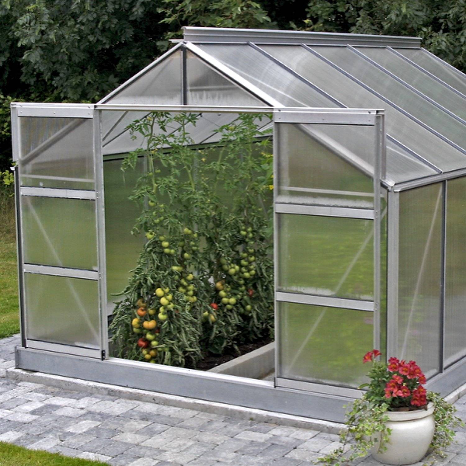 Drivhus Basic 10.5 M² - Ral 7016 antracit grå / 4 mm. polycarbonat komplet / Ingen sokkel