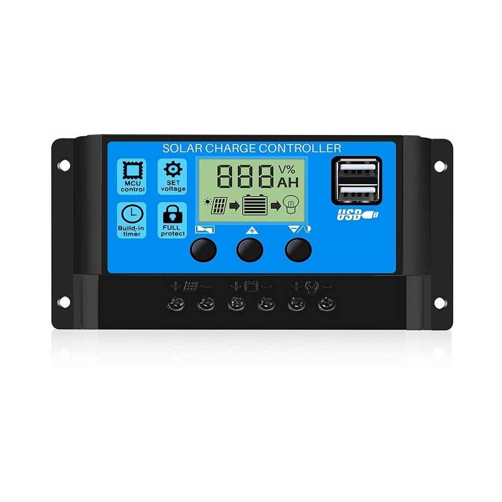 Effektiv solpanelladeregulator, 12V/24V dobbeltspændingskompatibilitet med overbelastningsbeskyttelse og beskyttelse mod omvendt polaritet, der