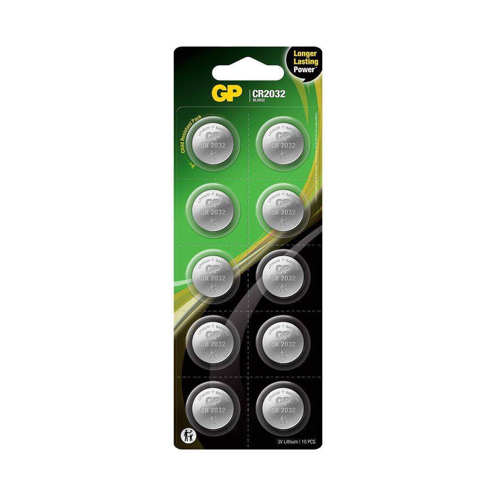 Batteri till GP knappcell litium CR2032 10-pack