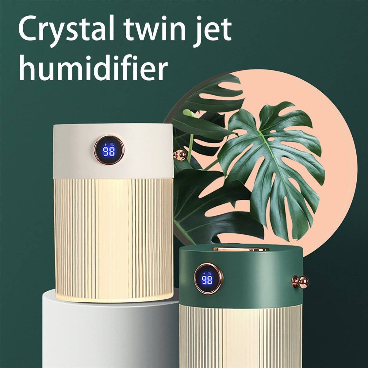 Bakeey 2 Lägenheter Mini Luftfuktare Digital Display Nattljus USB-laddning 4000mAh Ljudlös Auto-off Skydd Luftfuktare