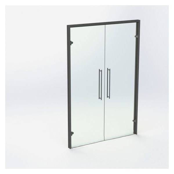 Dobbelt Glasdør - Mat Sort - M14: 1390 x 2090 mm - (2 aktiv).