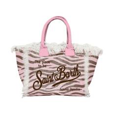 MC2 Saint Barth, Taske, Dame, Flerfarvet, ONE SIZE, Uld, Canvas Skuldertaske med Lynlåslukning