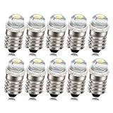 Ruiandsion 10 st E10 LED-lampor 6 V COB 0,5 W 6 000 K vita LED-uppgraderingslampor ersättning för ficklampa arbetslampor, icke-polaritet