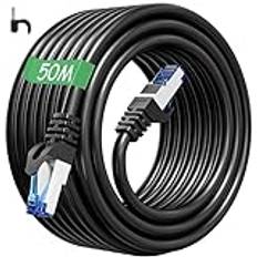 Nätverkskabel 50m Lan Kabel 50 Cat6 Ethernet Kabel 50m Höghastighets Lan Kabel Svart 1000Mbps 250MHz Patchkabel ftp Skärmad Internetkabel Utomhus Inomhus Wlan Kabel Rj45 Wifi Kabel för Routermodem