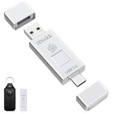 iDiskk USB3.2 512GB Fingerabdruck Solid State USB Flash Drive 500MB/s, Fingerabdruck-Verschlüsselung Typ C USB Gen 2 Photo Stick für iPhone 15 Serie/Android Telefon/PC/Mac