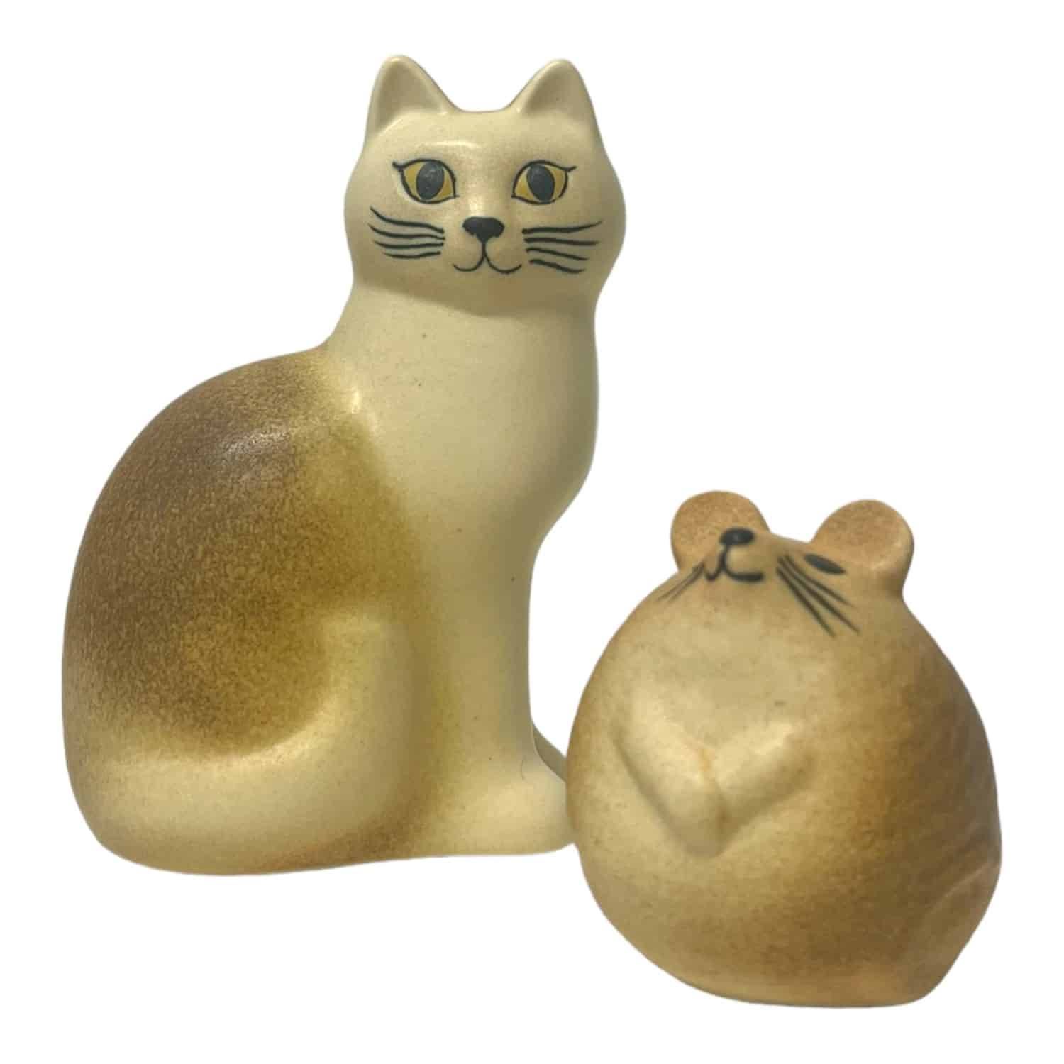 Gustavsberg - Katt & mus " Tom & Jerry " Brun / Vit - Midi design Lisa Larson