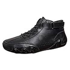 Business skor herr vinter herrskor High Top Lace Up Hook Loop sportskor Aolid färg fritidsskor män plus size ankelstövlar camping herr skor 47, svart, 41 EU