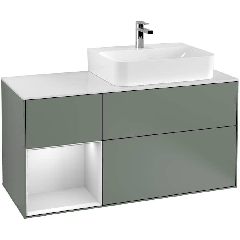 Tvättställsskåp Villeroy & Boch Finion med 3 Lådor Hylla och Bänkskiva för Ocentrerat Tvättställ