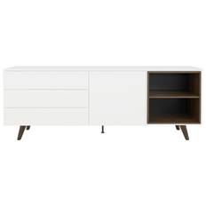 Plain 3L + 1D + 2Fack 210 White / Walnut - Sideboard.