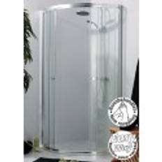 TopDesign Brusehjørne m/ skydedøre, 6mm, klar buet glas - 88x88x200cm