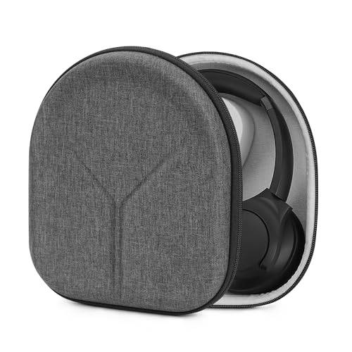 Geekria Shield-hörlursfodral kompatibelt med Anker Soundcore Life Q30/Q20, Q11i, Space Q45 och fler, skyddande hårt skal resefodral med plats för kabel (ljusgrå)