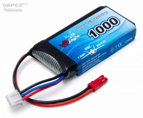 Vapex Li-Po Batteri 2S 7,4 V 25C 1.000mAh JST-RCY (BEC)-kontakt