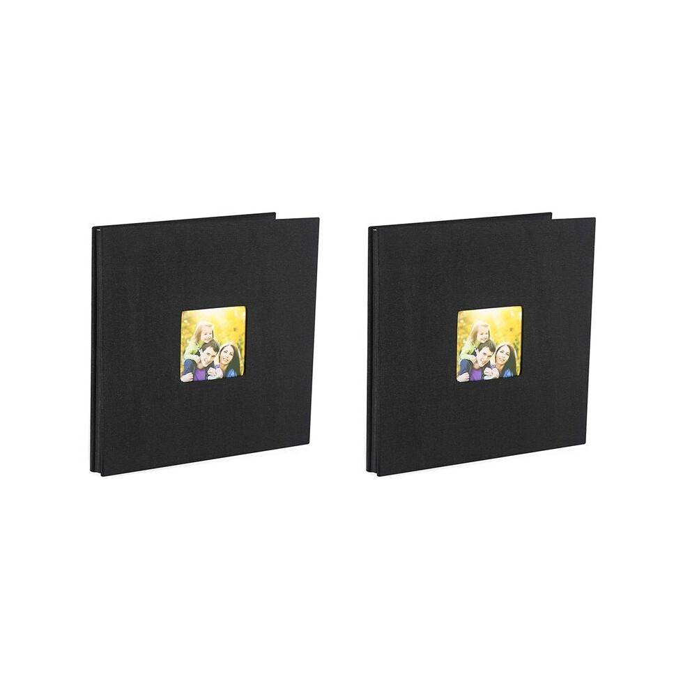 2X Photo Album Self Adhesive Scrapbook for Wedding/Family/Lovers Linen Cover DIY Gift for Valentines Day Mothers Black