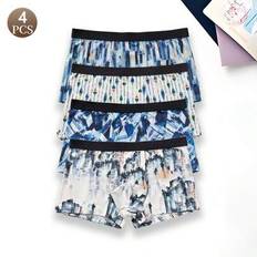 4 st tryckta herrunderkläder med medelhög midja för män, trendiga, lösa, bekväma, lätta, enkla och sexiga kalsonger för män - Multifärgad (L,M,S,XS)