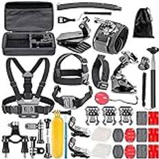 Navitech 50-i-1 actionkamera tillbehör kombo kit med EVA-fodral - kompatibel med GoPro HERO9 - vattentät sportkamera