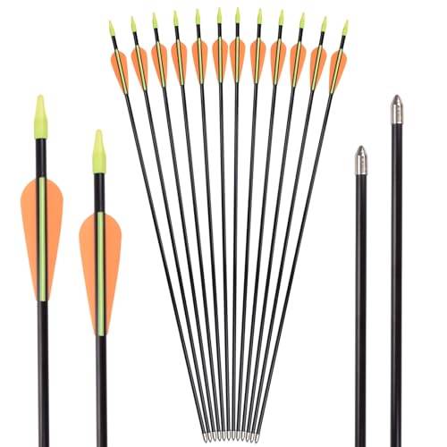 ELONG OUTDOOR Bågpilar 12 fiberglaspilar övningspilar pilar bågskytte 30 tums pilar för bågskytte 7 mm