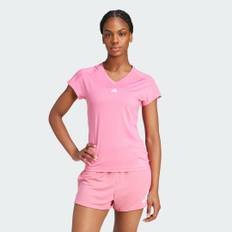 AEROREADY Train Essentials Minimal Branding V-Neck T-shirt - Pink Fusion / White - XS