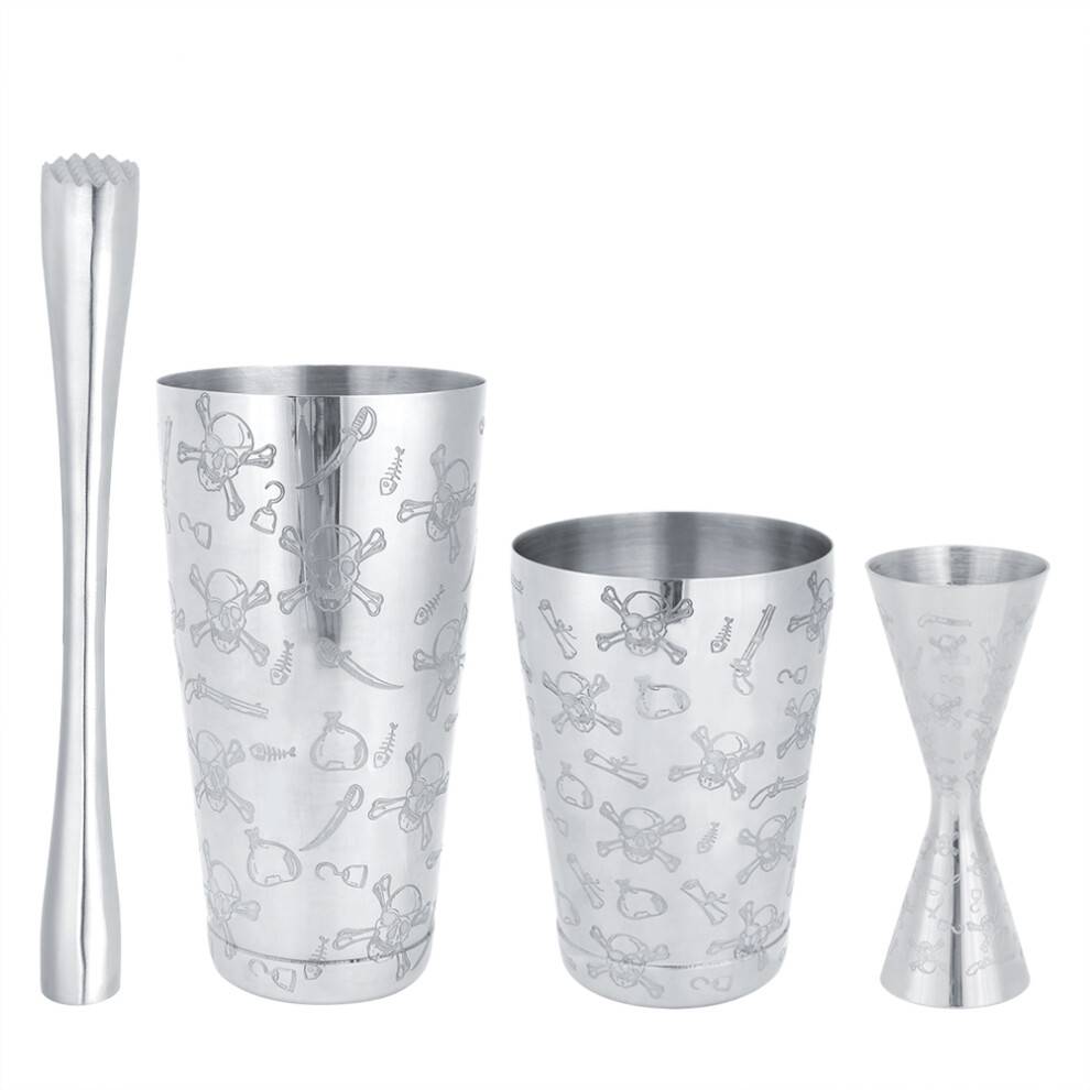 Ætset design bartendingværktøj høj korrosionsbestandighed cocktail shaker sæt rustfrit stål barudstyr med holdbar overflade store langsomt