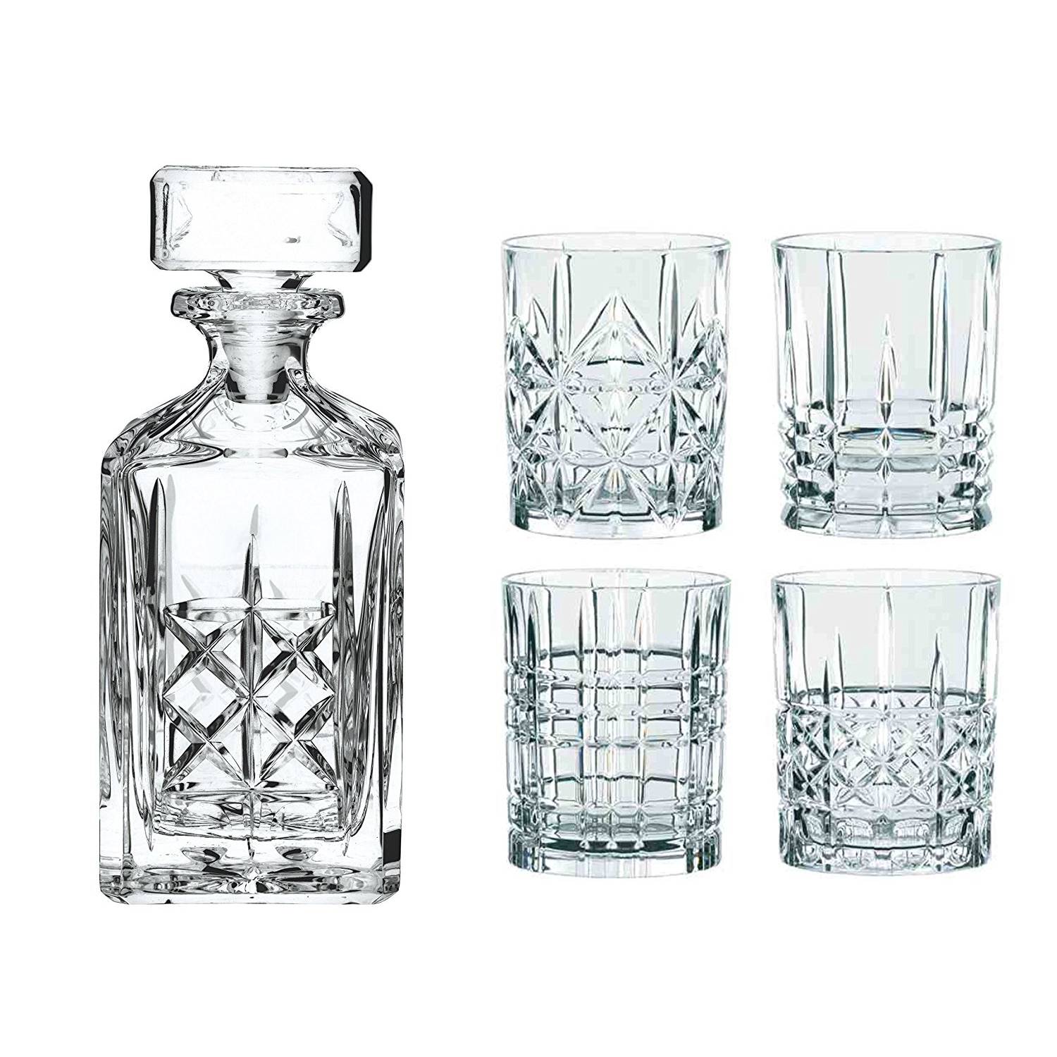 Nachtmann 0098196-0 Whisky-Set "Highland", Karaffe mit 4 Gläsern, Kristallglas, klar, 5-teilig (1 Set)