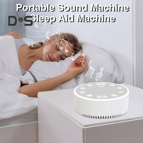 White Noise Sound Machine Volym Justerbar Minnesfunktion Flera sömnljudeffekter Kompakt storlek Bärbar White Noise Maker Sömnhjälpenhet vit