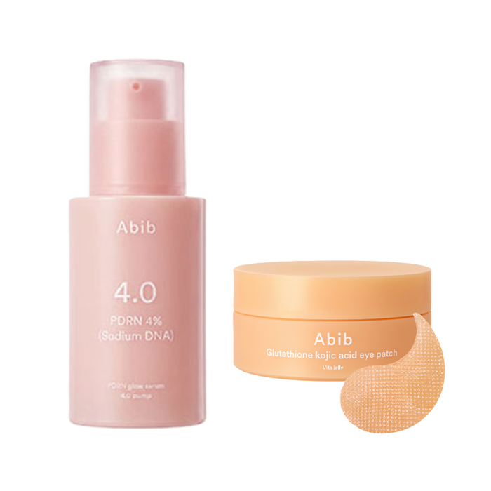 Abib - PDRN Glow Serum 4.0 Pump (1ea) X Glutathione Kojic Acid Eye Patch Vita Jelly (1ea) Set - black