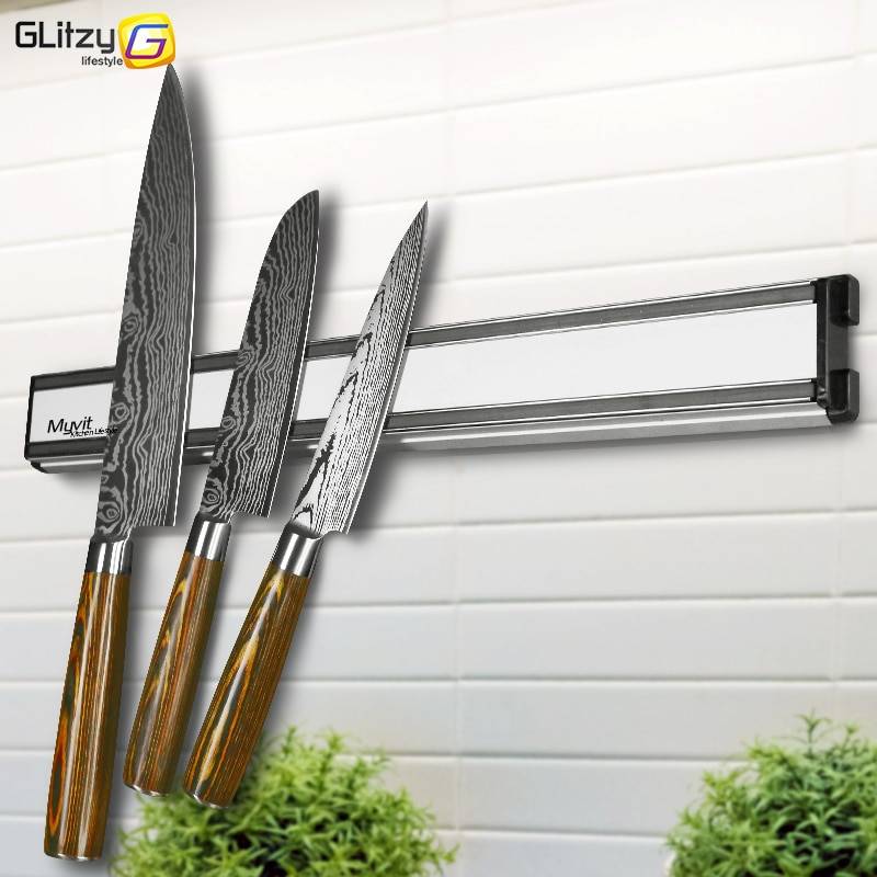 Magnetisk knivhållare 14 tums aluminium köksväggknivstativ strip bar magnet knivblock för knivar förvaring matlagningsverktyg - 35cm x 4.5cm