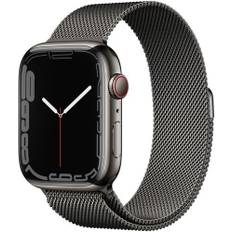 Apple Watch Series 7 Rostfritt stål 45 mm (2021) | GPS + Cellular | grafit | Milanesisk armband grafit