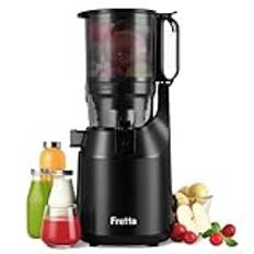 Cold Press Juicer, Fretta Slow Masticating Machines med 135 mm & 1,8 L ränna, Passar hela frukter och grönsaker, Enkel rengöring, Självmatande Juicer med högt juiceutbyte, BPA-fri Tritan 250W (svart)
