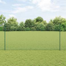 Svetsat Stängsel med 11 U-stolpar Grön 1.5x25 m Stål