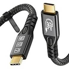 USB-C 3.2 Gen 2, 20 Gbps, typ C 4K @ 60 Hz, UHD Video 5A/240 W, PD3.1,-snabbladdningskabel, med E-marker, kompatibel med Thunderbolt 3/4, MacBook Pro, Samsung Galaxy etc (3 m)
