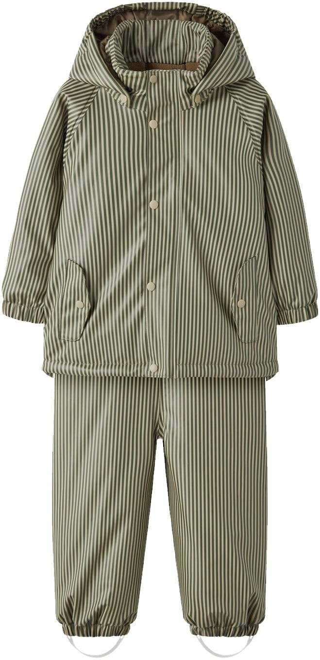 Lil' Atelier Nmmladry PAD Rain SET AOP FO LIL Stl. 116 unisex - Regnkläder Från Magasin - Twill/stripes (116)