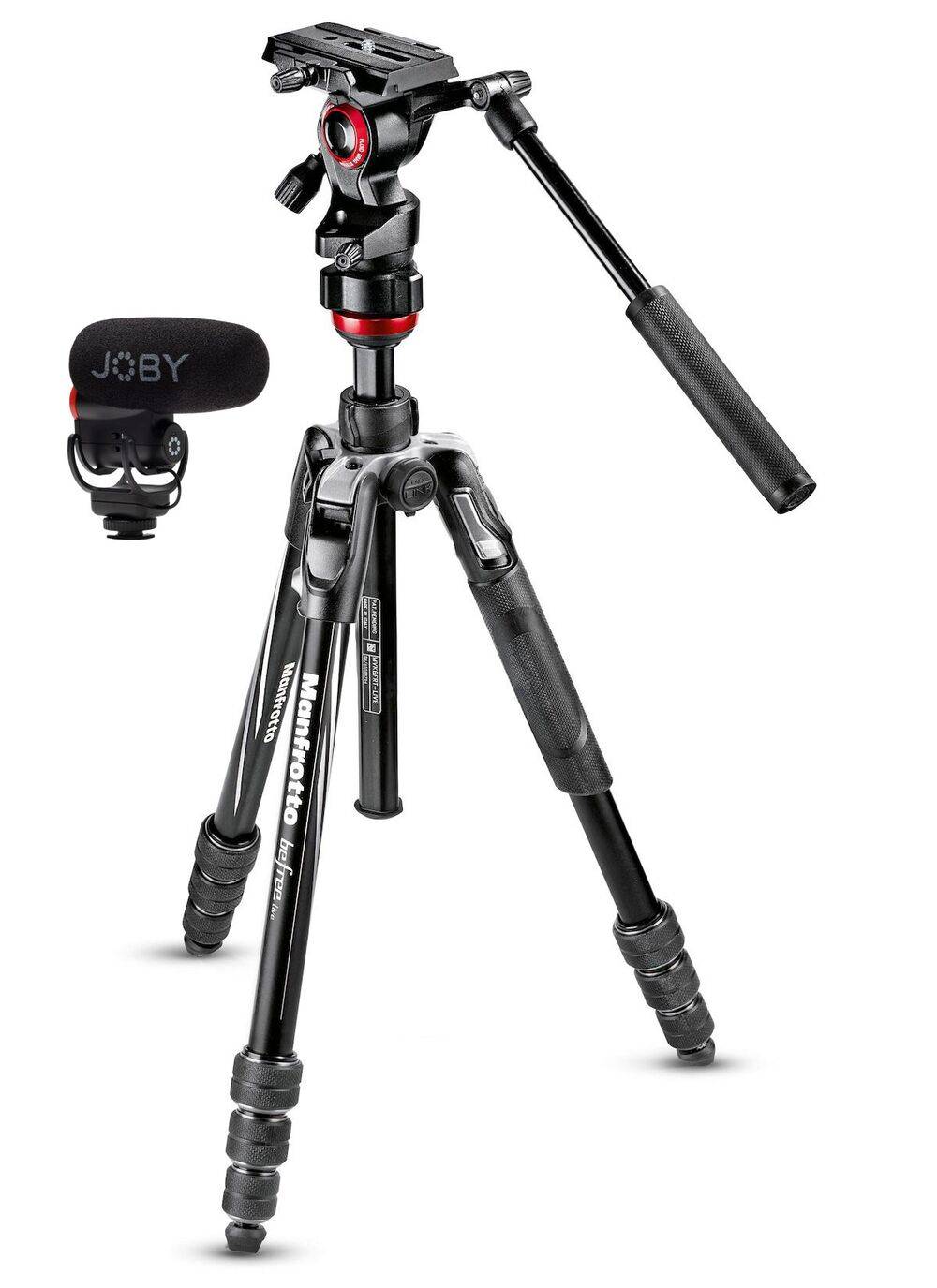 Manfrotto Befree Advanced Live Twist aluminum tripod with fluid video head + Joby Wavo PLUS