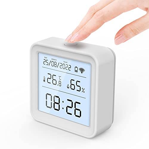 eMylo wifi termometer hygrometer för inomhusbruk, Tuya inomhustermometer fuktighetssensor med bakgrundsbelysning dataregistreringsskärm, babyns sovrum, hygrometer, termometer, hem