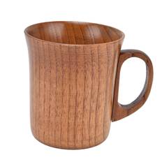 280ml Wooden Mug Cup with Handle Jujube Wood for Office Tea Coffee Water Wine Whisky L