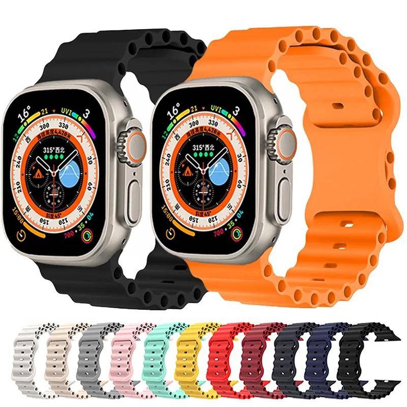 Sport Havsarmband För Apple Watch Ultra 1 1 1 Band 19mm 11mm 11mm 11mm Silikonarmband Armband iWatch Serie SE 9 8 7 6 1 1