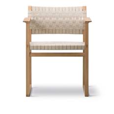 Fredericia Furniture - BM62 Armchair Linen Webbing, Oljad ek, Sits natur - Matstolar - Børge Mogensen - Beige - Naturmaterial/Trä