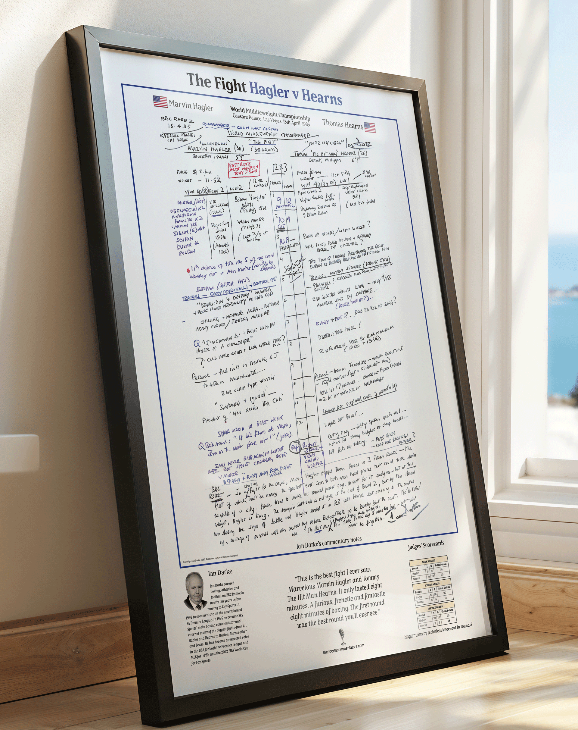BOXING Marvin Hagler v Thomas Hearns, Middleweight Championship, Caesar's Palace, Las Vegas, 15 April, 1985. Ian Darke - A2 (framed print) (A2 (framed print))